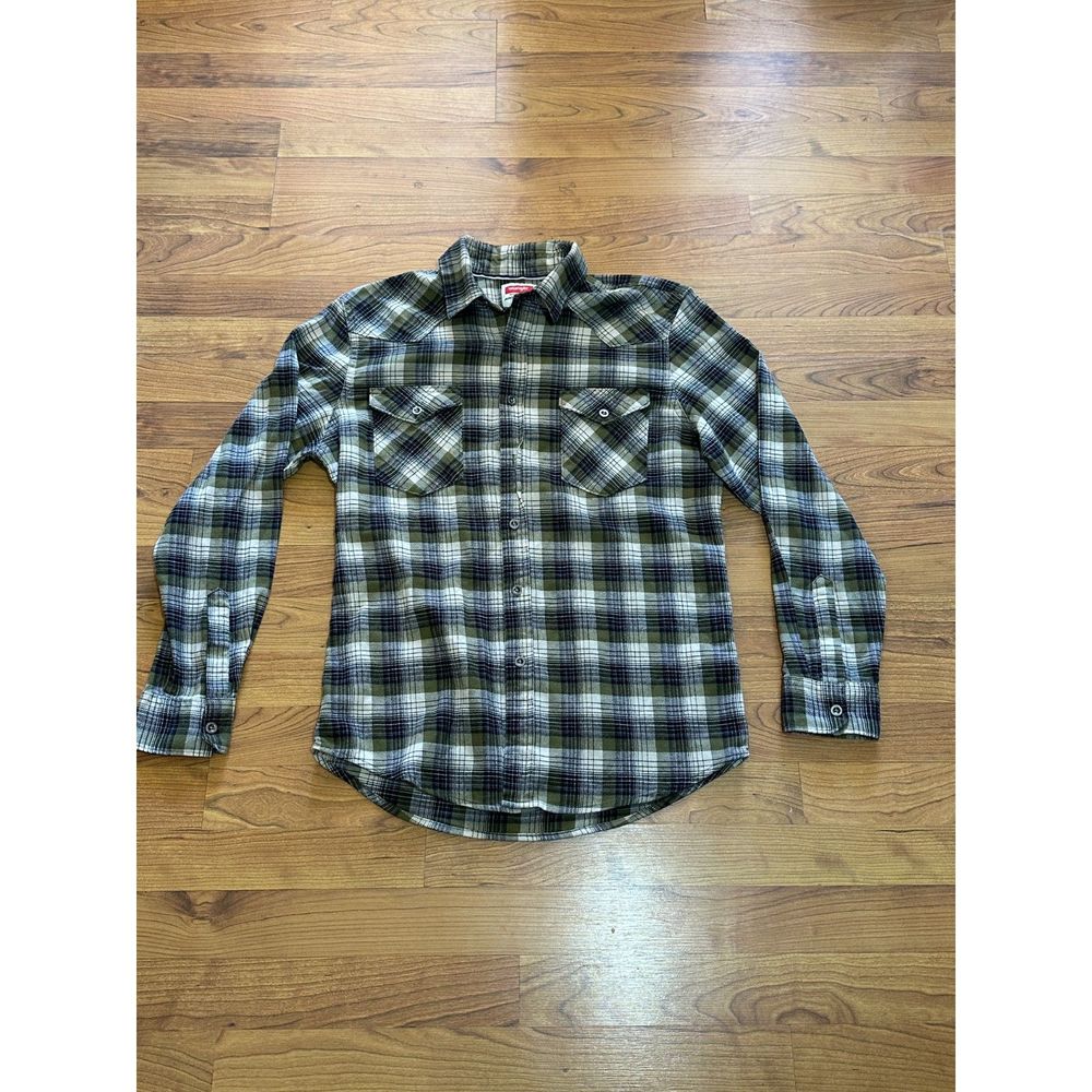 Wrangler Button Down Flannel Long Sleeve Shirt Size Medium